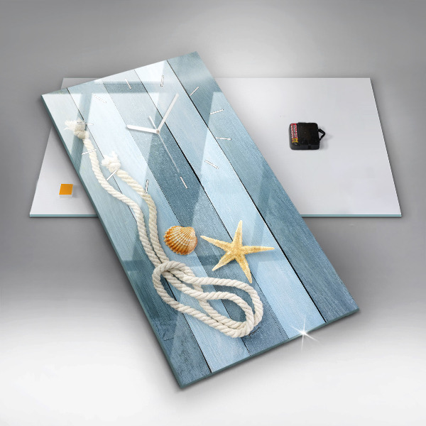 Zegar szklany pionowy Deski pasy i muszelka