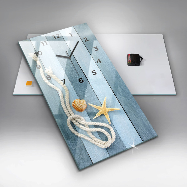Zegar szklany pionowy Deski pasy i muszelka