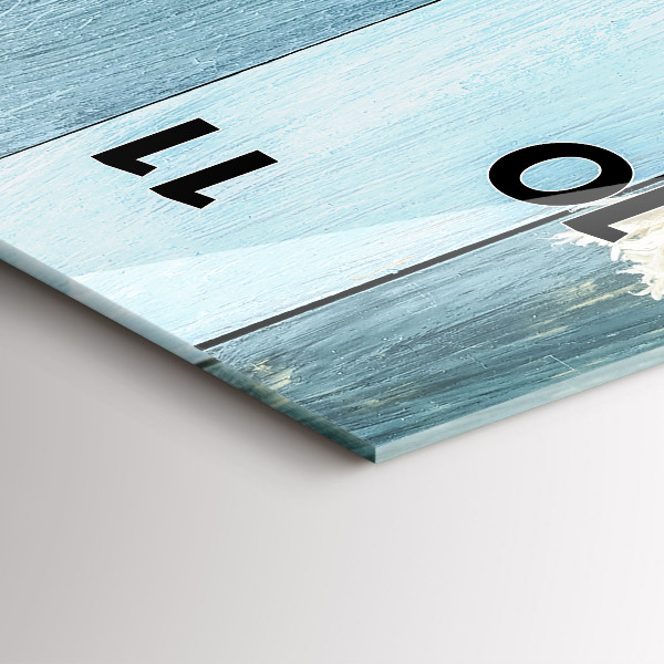 Zegar szklany pionowy Deski pasy i muszelka