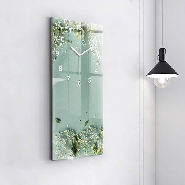 Zegar szklany pionowy Kwiaty delikatne