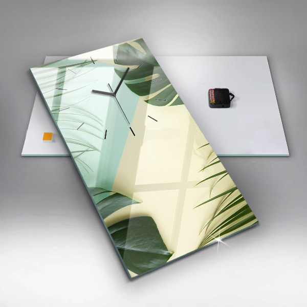 Zegar szklany pionowy Liście Monstery