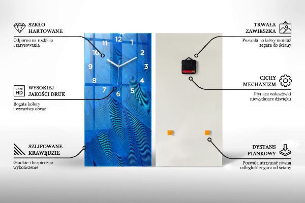 Zegar szklany pionowy Liście Monstery