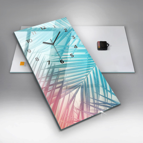 Zegar szklany pionowy Tropikalna palma