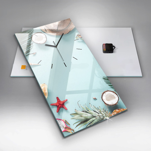 Zegar szklany pionowy Letnia kompozycja