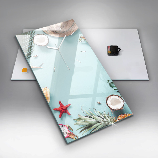 Zegar szklany pionowy Letnia kompozycja