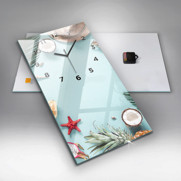 Zegar szklany pionowy Letnia kompozycja