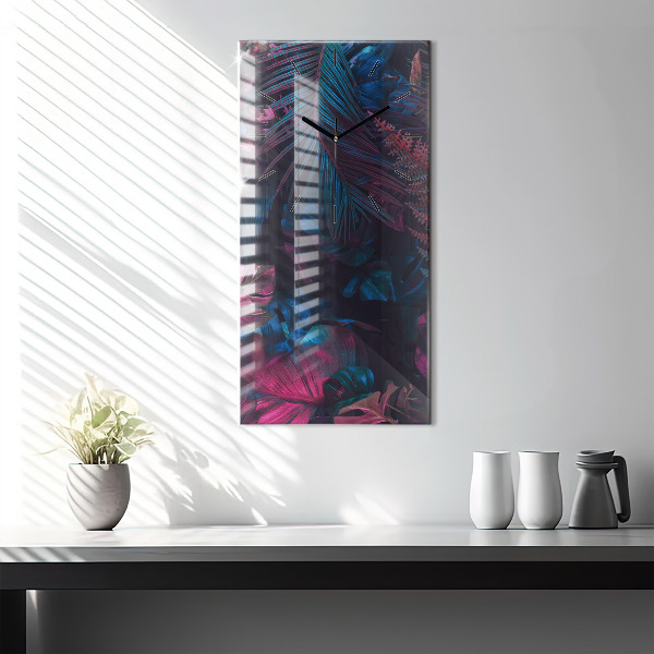 Zegar szklany pionowy Egzotyczne kwiaty