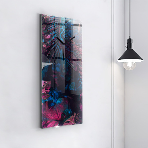 Zegar szklany pionowy Egzotyczne kwiaty