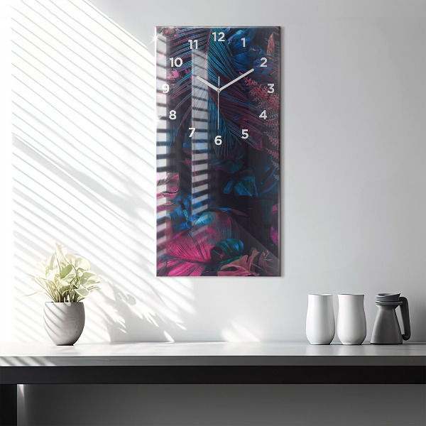 Zegar szklany pionowy Egzotyczne kwiaty