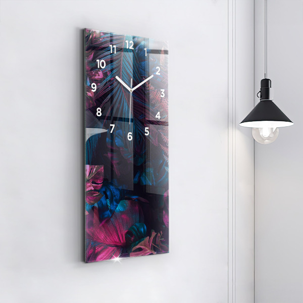 Zegar szklany pionowy Egzotyczne kwiaty