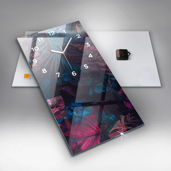 Zegar szklany pionowy Egzotyczne kwiaty