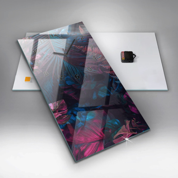 Zegar szklany pionowy Egzotyczne kwiaty