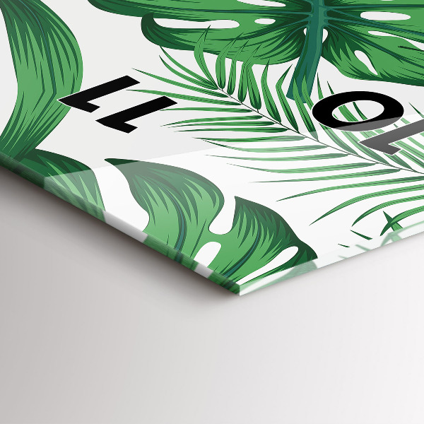 Zegar szklany pionowy Liście monstery