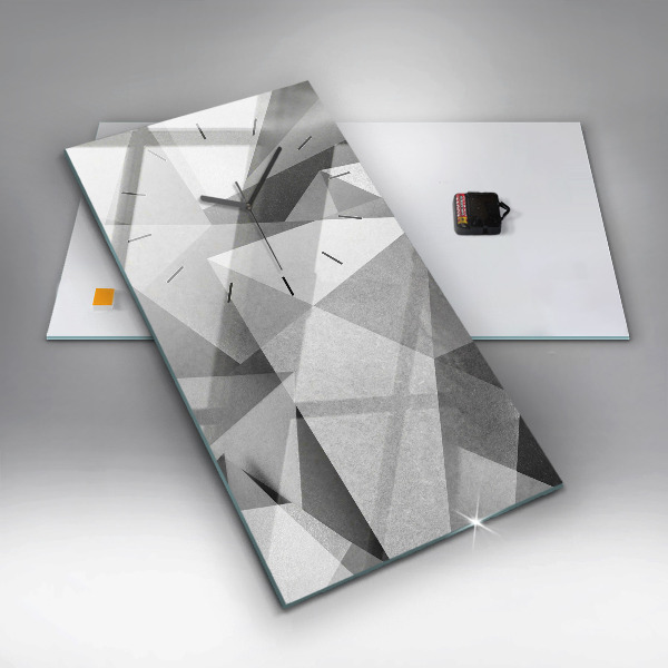 Zegar szklany pionowy Szara Geometryczna Abstrakcja
