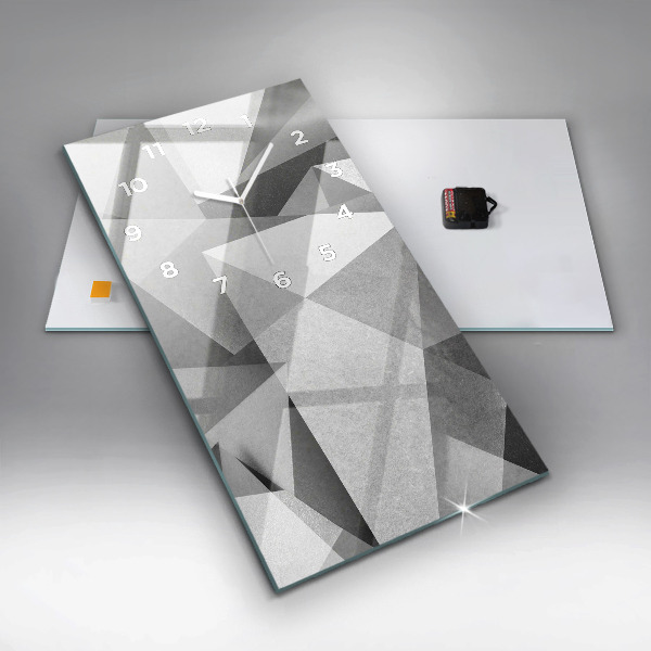 Zegar szklany pionowy Szara Geometryczna Abstrakcja