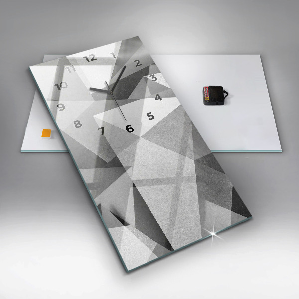 Zegar szklany pionowy Szara Geometryczna Abstrakcja
