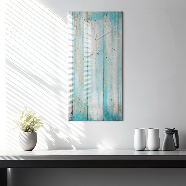 Zegar szklany pionowy Niebieskie deski