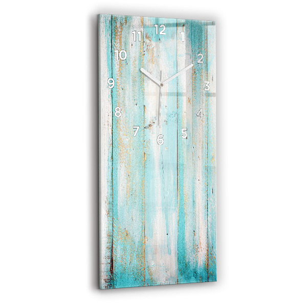 Zegar szklany pionowy Niebieskie deski