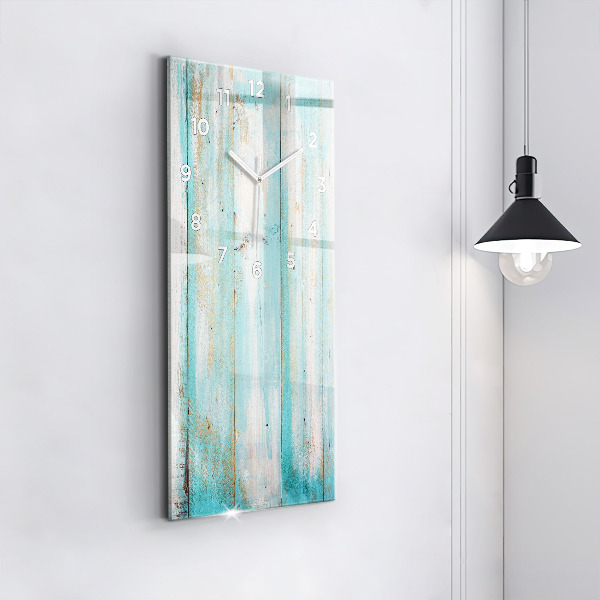 Zegar szklany pionowy Niebieskie deski