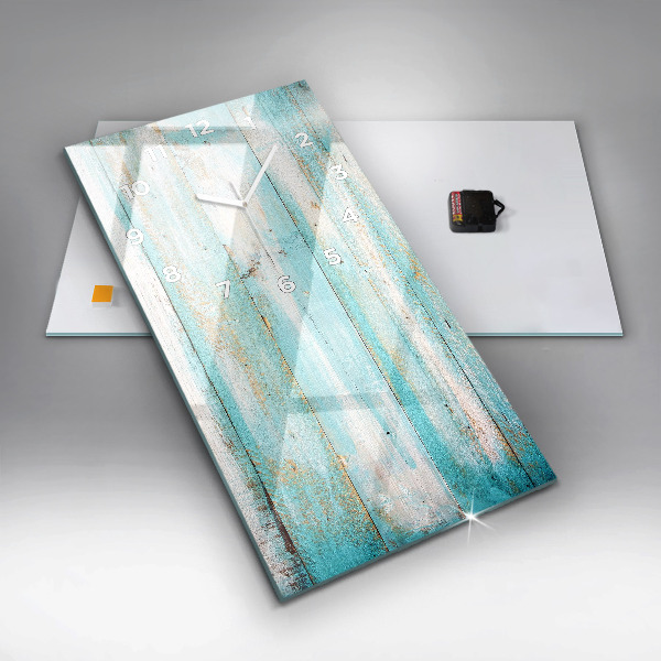 Zegar szklany pionowy Niebieskie deski