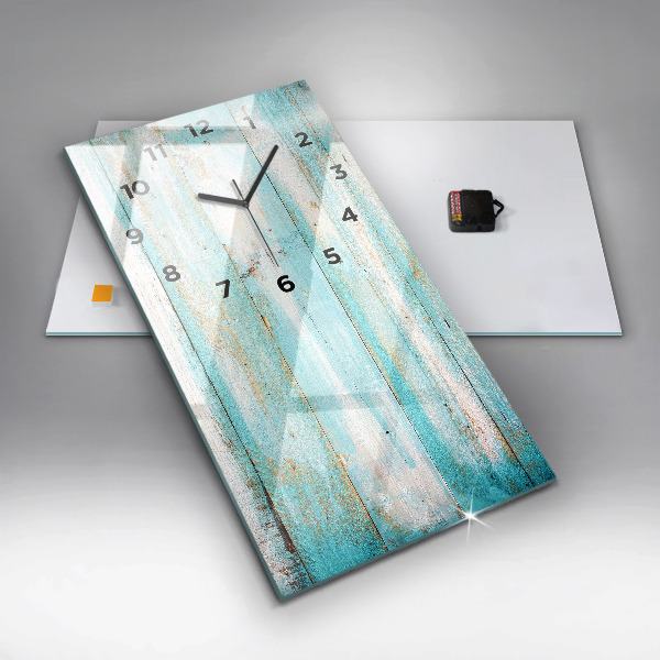 Zegar szklany pionowy Niebieskie deski
