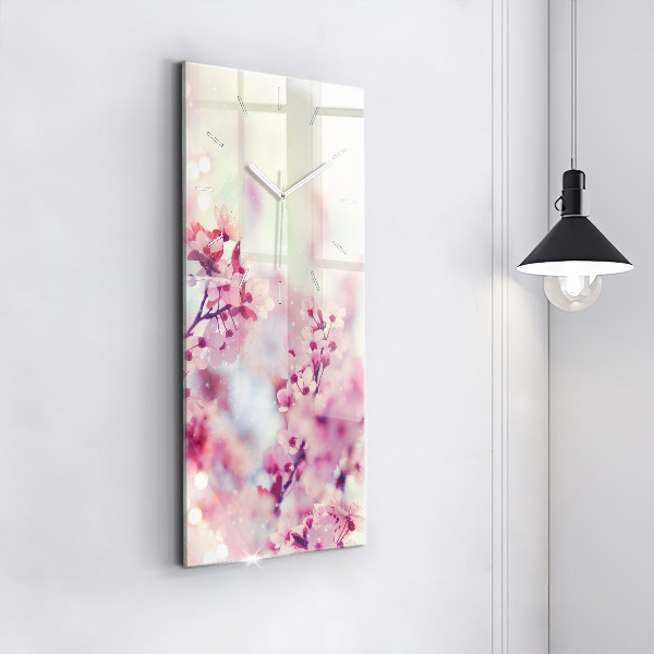 Zegar szklany pionowy Kwiaty wiosna