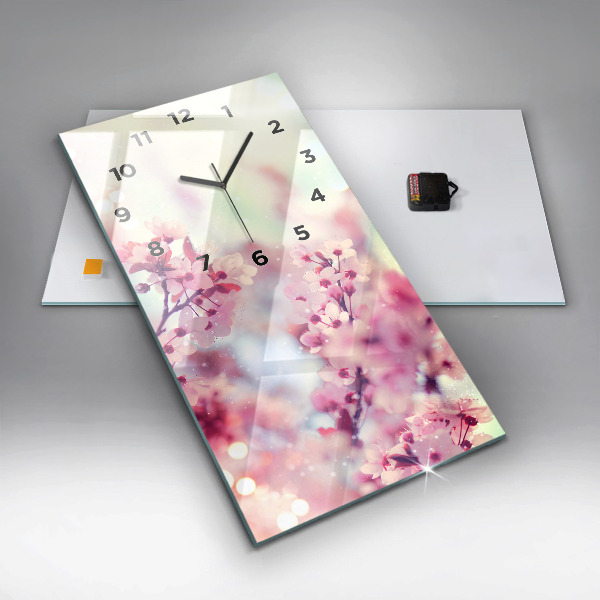 Zegar szklany pionowy Kwiaty wiosna