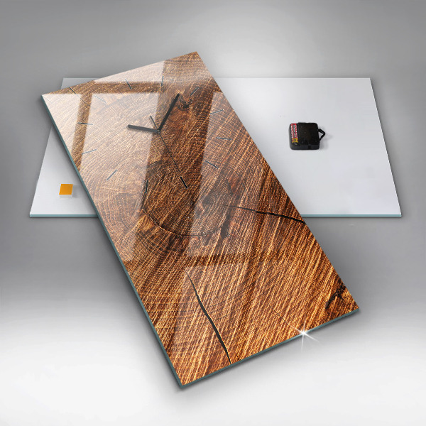 Zegar szklany pionowy Dekoracyjne drewno