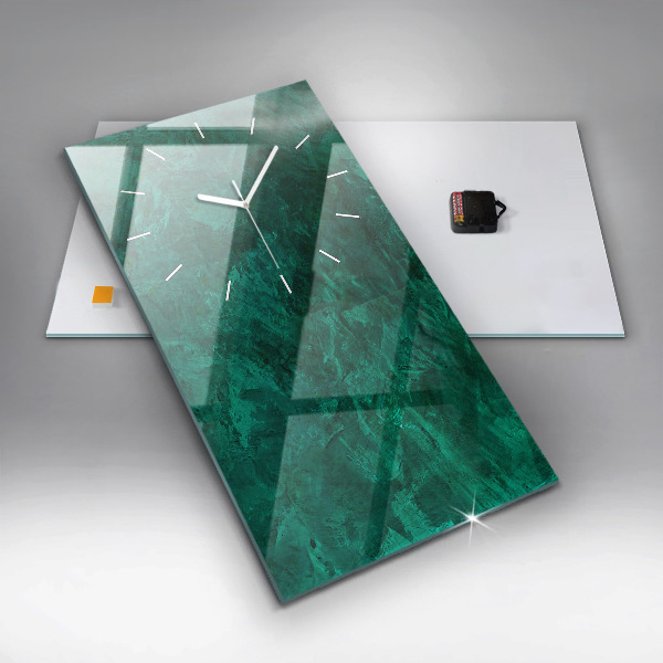 Zegar szklany pionowy Szmaragdowa ściana
