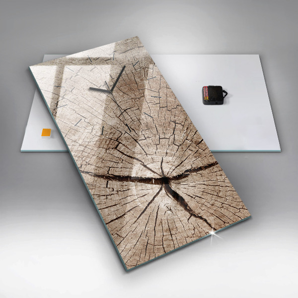 Zegar szklany pionowy Stary pień drewna