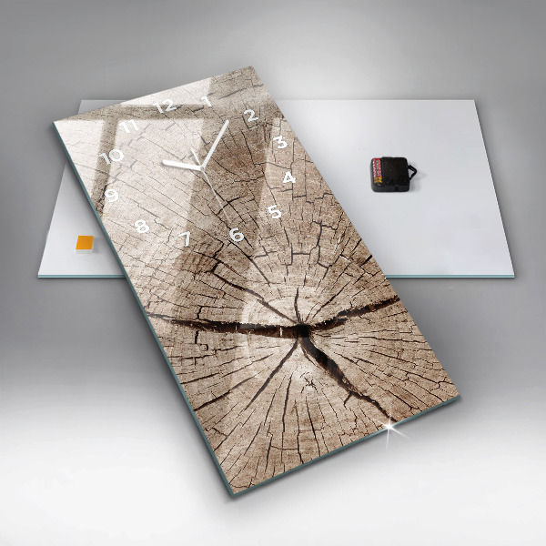 Zegar szklany pionowy Stary pień drewna