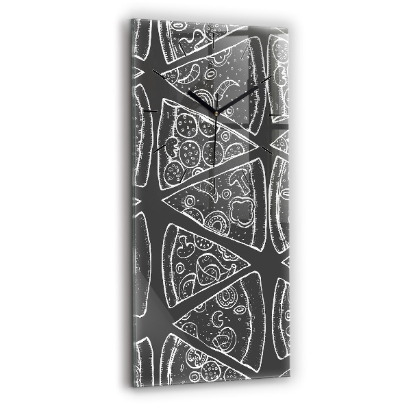 Zegar szklany pionowy Namalowana pizza