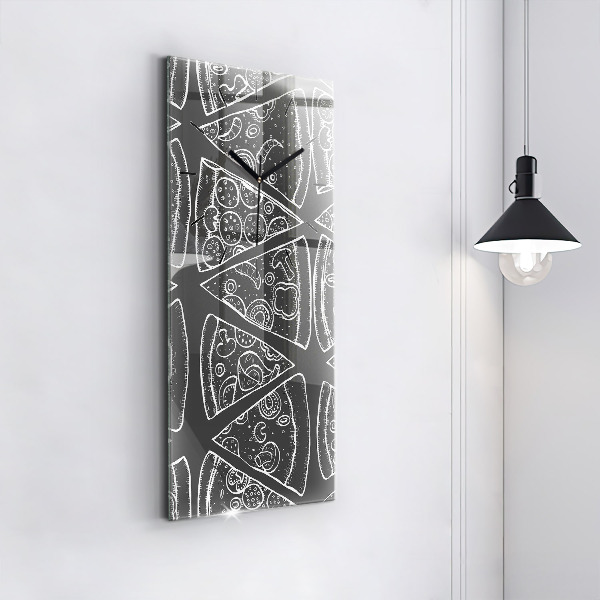 Zegar szklany pionowy Namalowana pizza