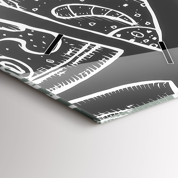 Zegar szklany pionowy Namalowana pizza