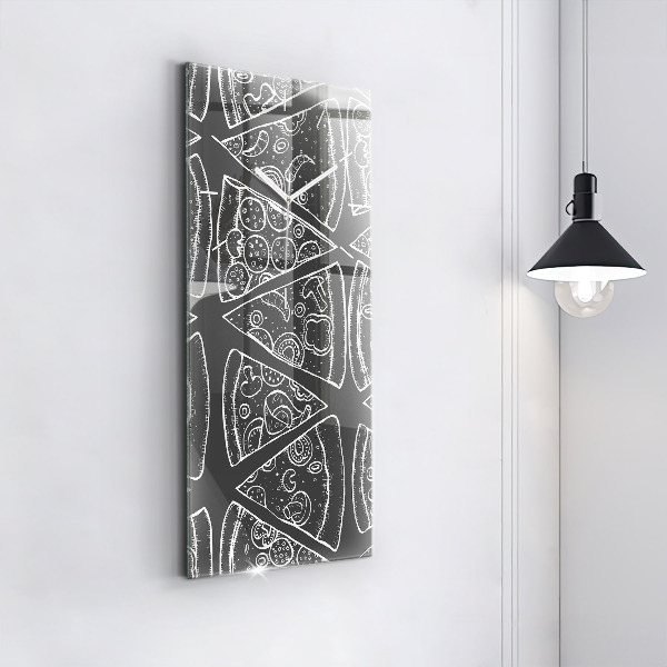 Zegar szklany pionowy Namalowana pizza