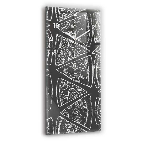 Zegar szklany pionowy Namalowana pizza