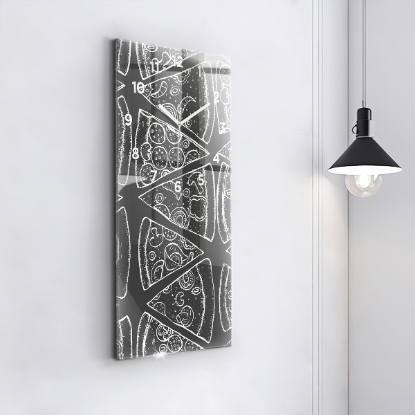 Zegar szklany pionowy Namalowana pizza