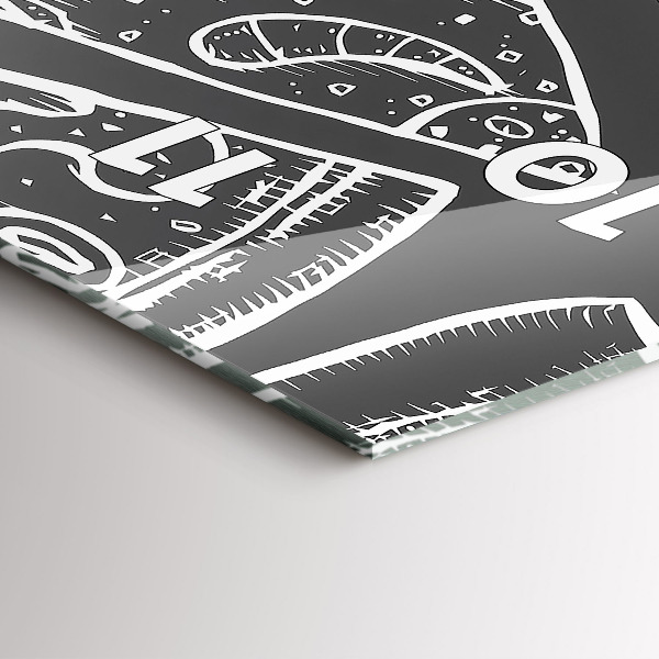 Zegar szklany pionowy Namalowana pizza