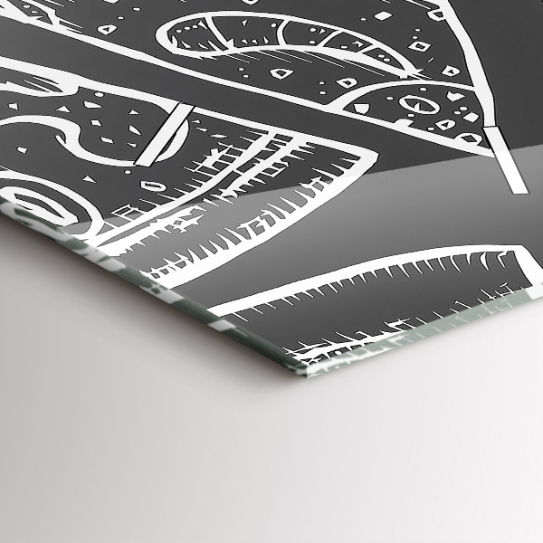 Zegar szklany pionowy Namalowana pizza