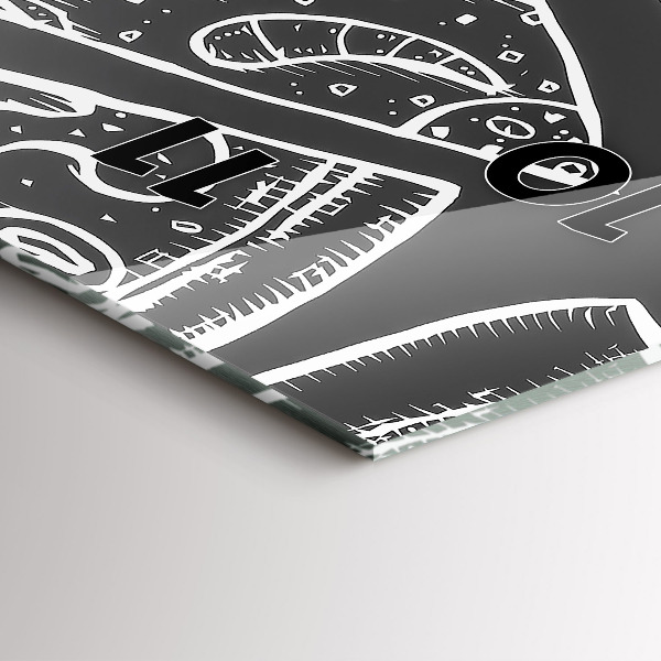 Zegar szklany pionowy Namalowana pizza