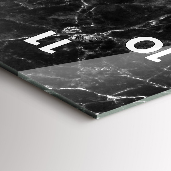 Zegar szklany pionowy Ciemny marmur