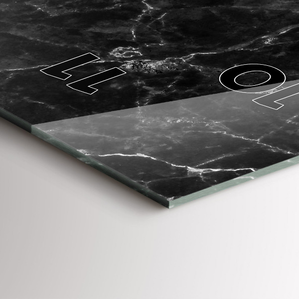 Zegar szklany pionowy Ciemny marmur