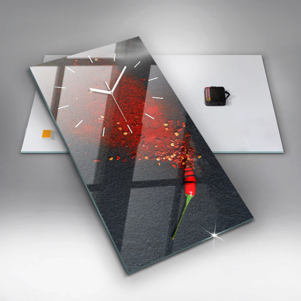 Zegar szklany pionowy Przyprawa czerwona papryka