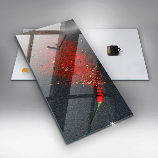 Zegar szklany pionowy Przyprawa czerwona papryka