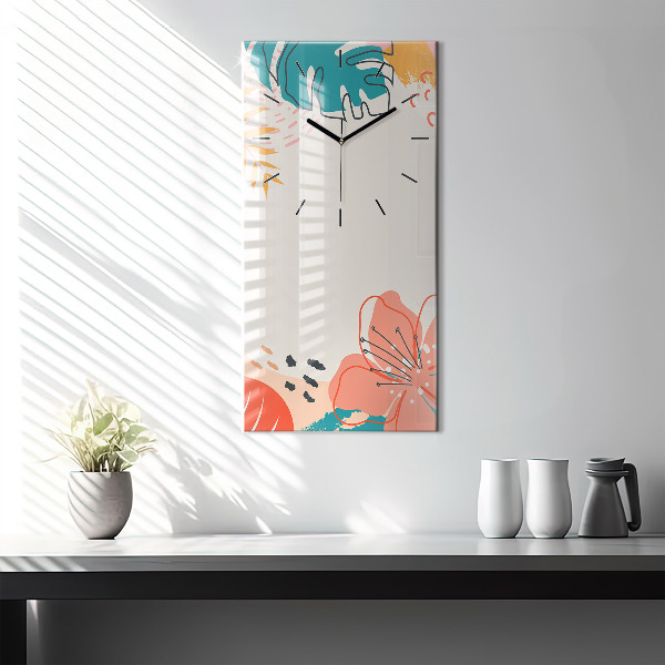 Zegar ścienny pionowy Hawajskie rośliny