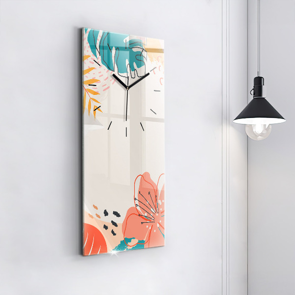 Zegar ścienny pionowy Hawajskie rośliny