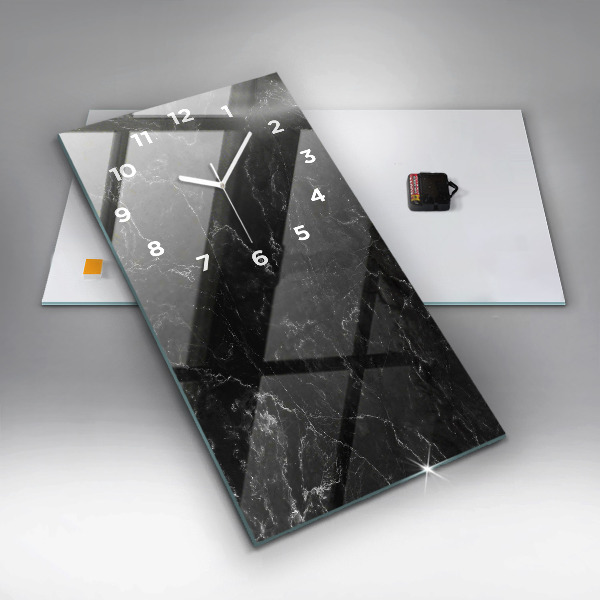 Zegar ścienny pionowy Czarny marmur