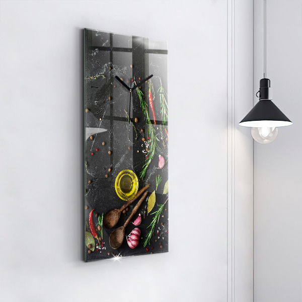 Zegar ścienny pionowy Przyprawy na blacie