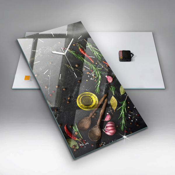 Zegar ścienny pionowy Przyprawy na blacie