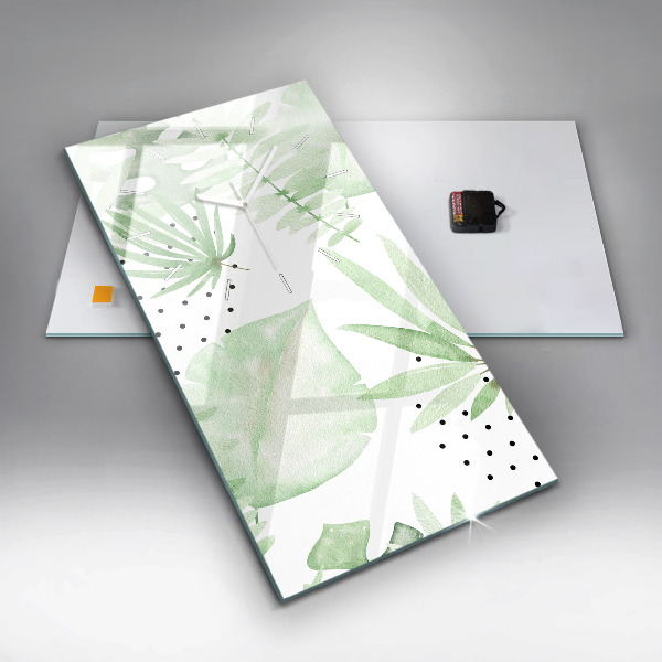 Zegar ścienny pionowy Zielone liście